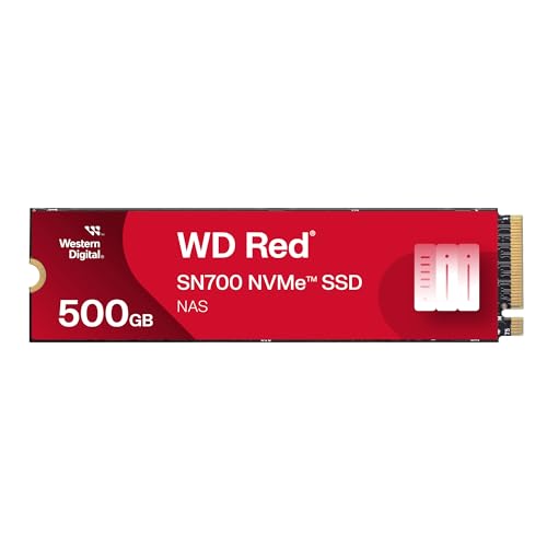 WD Red SN700 NVMe SSD 500 GB (SSD für NAS-Geräte, 24/7‐NAS‐Workloads, Dauerhaltbarkeit von bis zu 1.000 TBW, Kompatibilität mit vielen NAS-Systemen) von Western Digital