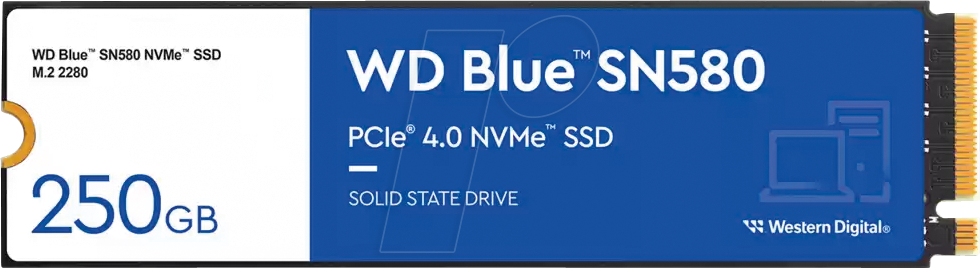 WDS250G3B0E - WD Blue SN580 NVMe-SSD, 250 GB, M.2 von Western Digital