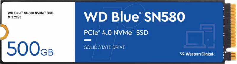 WDS500G3B0E - WD Blue SN580 NVMe-SSD, 500 GB, M.2 von Sandisk