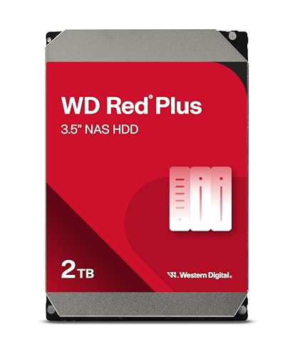 WD Red Plus 2TB NAS 3,5" Interne Festplatte – 5400 RPM Klasse, SATA 6Gb/s, CMR, 64MB Cache von Western Digital