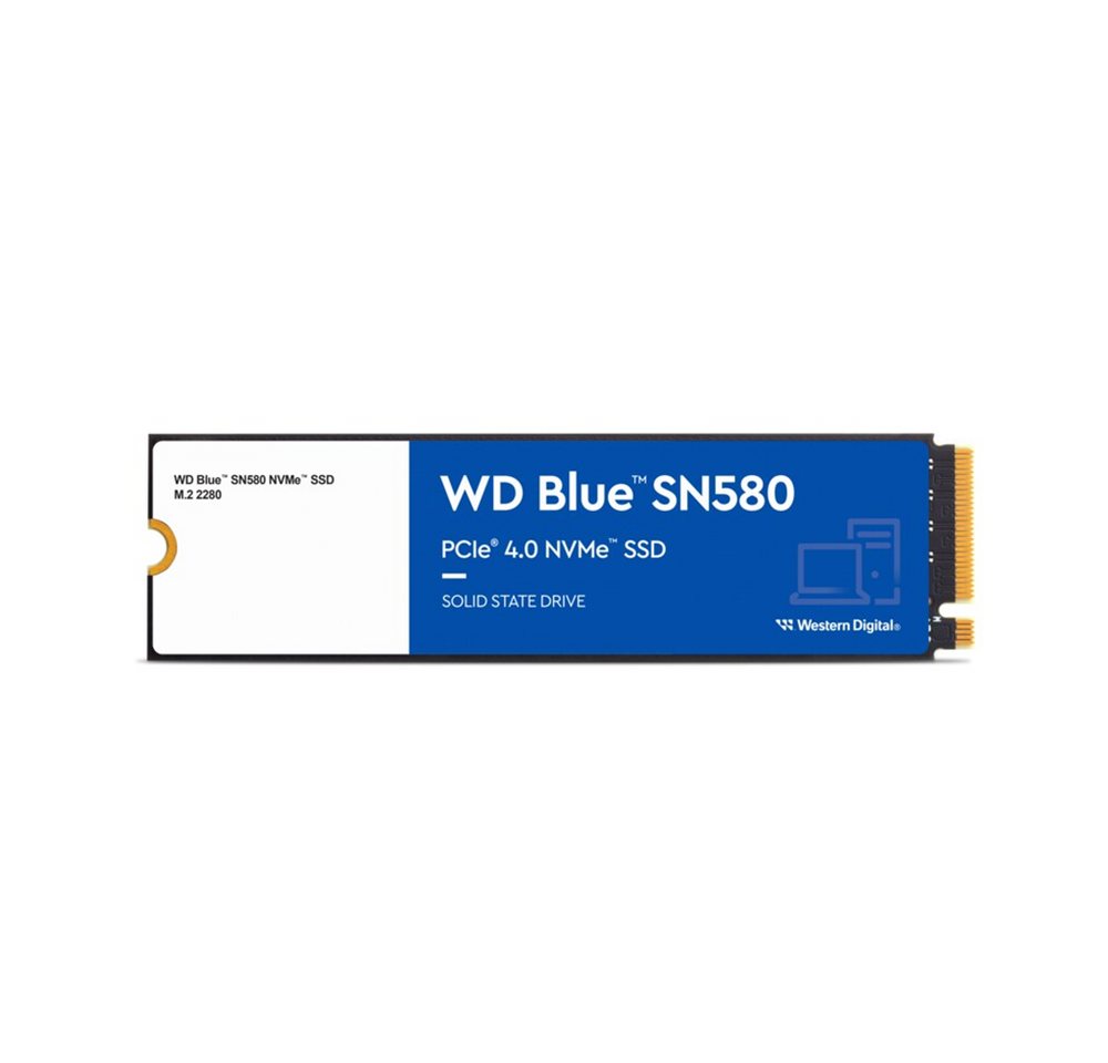 Western Digital WD Blue™ SN580 NVMe™ interne SSD (1 TB) 4150 MB/S Lesegeschwindigkeit, 4150 MB/S Schreibgeschwindigkeit von Western Digital