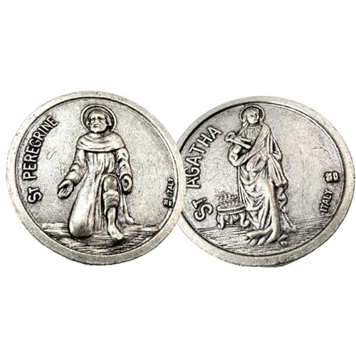 Westmon Works St. Wandergrine und Heilige Agatha Token Set, doppelseitig, italienisches Metallgebet mit zwei separaten heiligen Karten Westmon Works St. Wandergrine und Heilige Agatha Token Set, doppelseitig, italienisches Metallgebet mit zwei separaten heiligen Karten von Westmon Works