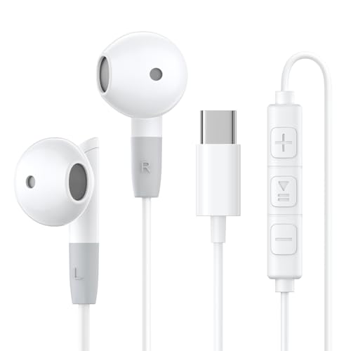Kopfhörer mit Kabel, USB C Kopfhörer für iPhone 15 16 Pro Max, Kopfhörer Typ C, In-Ear-Kopfhörer mit Geräuschunterdrückung mit Mikrofon und Lautstärkeregler für Galaxy S24 Plus Ultra S23 Ultra S22 von Wetsky