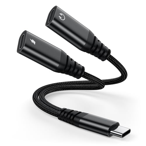 USB C auf USB C Kopfhörer Adapter, 2-in-1 USB C Splitter USB C Audio Adapter mit HiFi DAC Chip mit iPhone 15 16/15 16 Pro/15 16 Pro Max/15 16 Plus, Galaxy, i-Pad Pro und weiteren USB Typ-C-Geräten von Wetsky