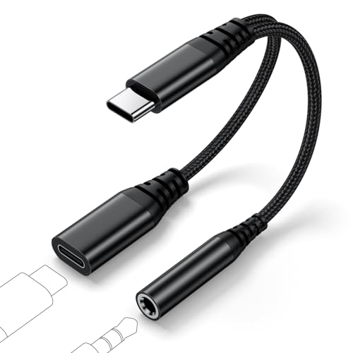 USB C to Jack 3.5 Adapter and Charging, 2-in-1 USB C Headphone Adapter Type C Aux Audio A-dapter with HiFi DAC Chip for iPhone 15 16 Plus Pro Max, Samsung Galaxy S25 S24 S23 S22 S21 Ultra, i-Pad Pro USB C to Jack 3.5 Adapter and Charging, 2-in-1 USB C Headphone Adapter Type C Aux Audio A-dapter with HiFi DAC Chip for iPhone 15 16 Plus Pro Max, Samsung Galaxy S25 S24 S23 S22 S21 Ultra, i-Pad Pro von Wetsky