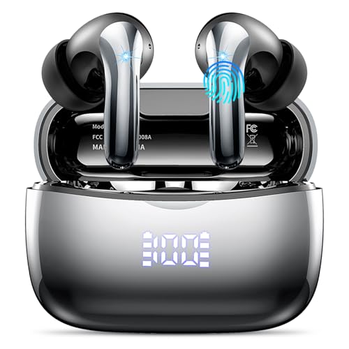 Bluetooth Kopfhörer, Kopfhörer Kabellos Bluetooth 5.3 In Ear Kopfhörer mit 4 ENC Noise Cancelling Mic, 56Std HiFi Stereo Tiefer Bass, IP7 wasserdicht Ohrhörer mit LED Anzeige, Touch Control, Asche Bluetooth Kopfhörer, Kopfhörer Kabellos Bluetooth 5.3 In Ear Kopfhörer mit 4 ENC Noise Cancelling Mic, 56Std HiFi Stereo Tiefer Bass, IP7 wasserdicht Ohrhörer mit LED Anzeige, Touch Control, Asche von WeurGhy