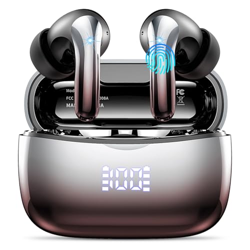 Bluetooth Kopfhörer, Kopfhörer Kabellos Bluetooth 5.3 in Ear Kopfhörer mit 4 ENC Noise Cancelling Mic, 56H HiFi Stereo Tiefbass Spielzeit, IP7 Wasserdicht Ohrhörer LED Anzeige, Touch Control, Red von WeurGhy
