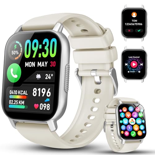Smartwatch Damen Herren, 1.85'' Zoll HD Smart Watch mit Telefonfunktion, 112+ Sportmodi Sportuhr mit Pulsuhr/Schlafmonitor, IP68 Wasserdicht Fitnessuhr mit Information Erinnerung für iOS Android, Weiß Smartwatch Damen Herren, 1.85'' Zoll HD Smart Watch mit Telefonfunktion, 112+ Sportmodi Sportuhr mit Pulsuhr/Schlafmonitor, IP68 Wasserdicht Fitnessuhr mit Information Erinnerung für iOS Android, Weiß von WeurGhy