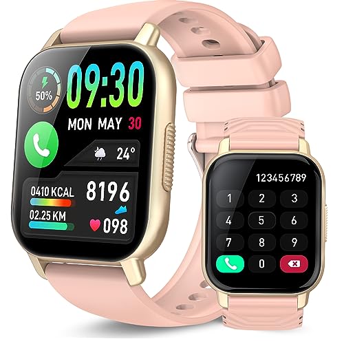 Smartwatch Damen Herren, 1.85'' Zoll HD Smart Watch, 110+ Sportmodi Sportuhr mit Pulsuhr/Schlafmonitor, IP68 Wasserdicht Fitnessuhr mit Information Erinnerung für iOS Android, Rosa von WeurGhy