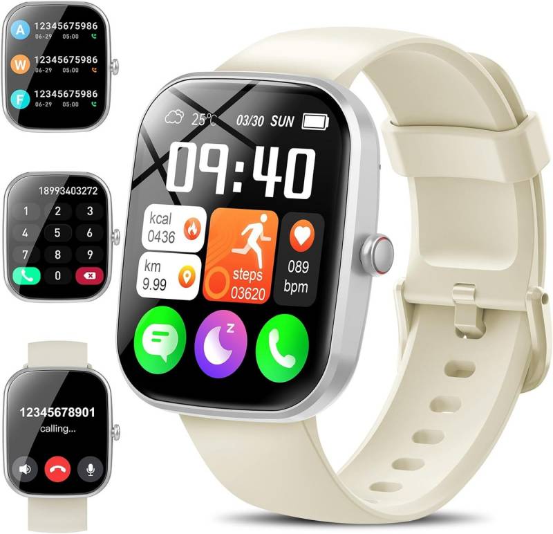 WeurGhy Herren's und Damen's Telefonfunktion IP68 Wasserdicht Smartwatch (1,91 Zoll, Android/iOS), mit Puls-Schlaf-Monitor Schrittzähler 113+Sportmodi von WeurGhy