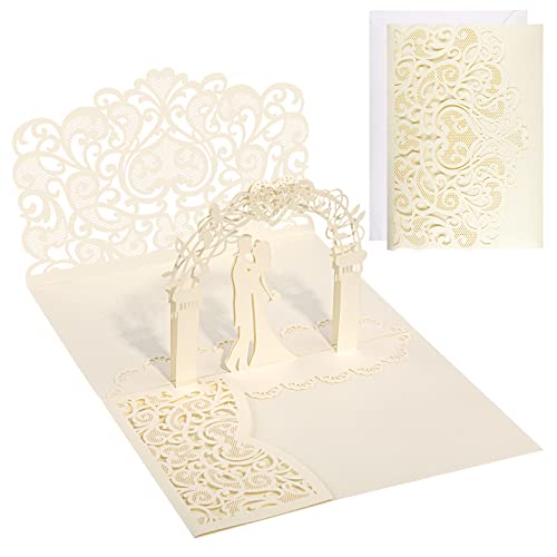 Hochzeitskarte, 3D Pop-Up Glückwunschkarte zur Hochzeit & Trauung, Edel Hochzeitskarte als Geldgeschenk für Hochzeitsreise & Flitterwochen von Brautpaar (Weiß) von Weysoo