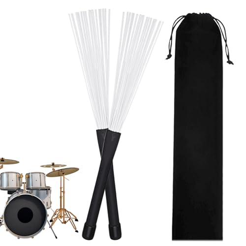 Wezalget Trommelbürsten Set, Trommelbürste | 2x Drum Instrument Retractable Drahtbürsten - Musikinstrumente Zubehör tragbar mit Kordelstring -Tasche für Klassenzimmer, Konzert von Wezalget