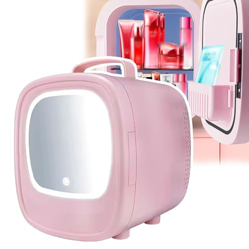 WhAeoy Mini-Kühlschrank Mit Spiegel, Make-up-Kühlschrank, Smart Chip + Heiß- Und Kalt-Dual-Energie + Geräuschloser Betrieb, Für Damen- Und Mädchenzimmer, Schönheit,A von WhAeoy