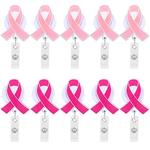 Whaline 10 Stück Brustkrebs-Bewusstseins-Abzeichenrollen, rosa Bänder, Acryl-Ausweishalter, einziehbarer Ausweishalter für Frauen, Kampf und Eroberung von Krebs, Krankenschwestern, Geschenke Whaline 10 Stück Brustkrebs-Bewusstseins-Abzeichenrollen, rosa Bänder, Acryl-Ausweishalter, einziehbarer Ausweishalter für Frauen, Kampf und Eroberung von Krebs, Krankenschwestern, Geschenke von Whaline