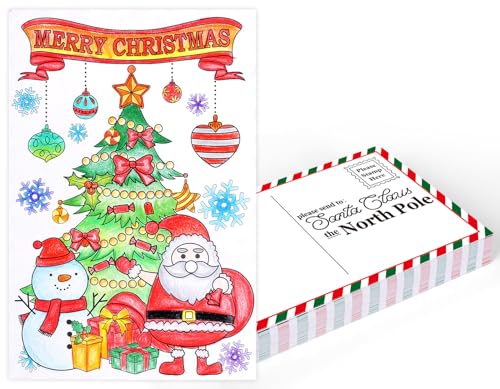 Whaline 50 Stück leere Weihnachtskarten zum Ausmalen von Postkarten zum Ausmalen von Weihnachtsbriefen, Grußkarten für Familie, Schule, Klassenzimmer, Partygeschenke, 10,2 x 15,2 cm von Whaline
