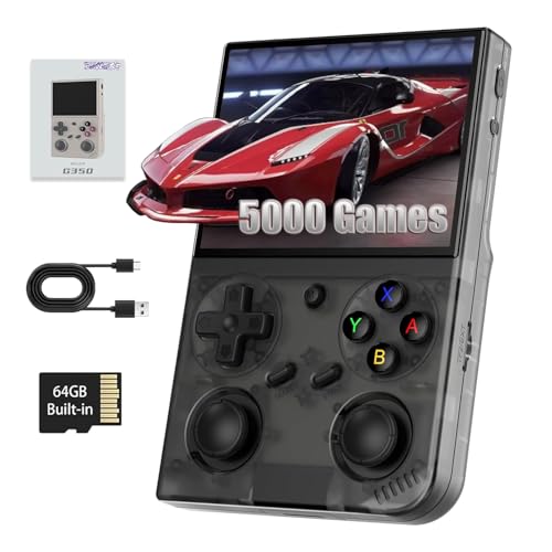Whatsko G350 Handheld Spielekonsole,Retro Konsole Linux System 64G TF Card 4371 Games,3,5 Zoll IPS-Bildschirm 3200mAh,Handheld Game Console Unterstützt Wi-Fi Multiplayer(Schwarz) von Whatsko