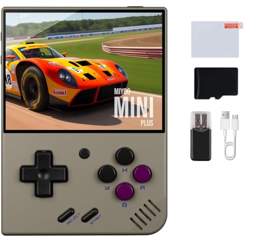 Whatsko MiyooMini Plus Handheld Spielekonsole,Retro Konsole Linux System mit über 20000 Spielen,3,5 Zoll IPS-Bildschirm,Supports WiFi Schlacht und 64G TF-Karte（Grau） von Whatsko