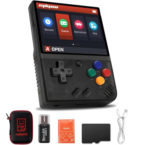 Whatsko MiyooMini V4 Handheld Spielkonsole,Miyoo-Mini Retro Konsole 64GB 10000 Games,Pocket Handheld Game Spielkonsole Cortex-A7 Linux System 2.8 Zoll IPS Screen 2000mAh(Schwarz) von Whatsko