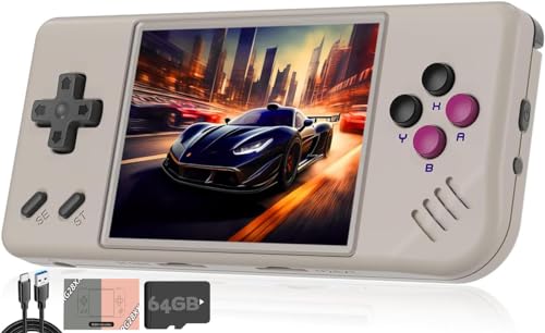 Whatsko RG28XX Handheld Spielkonsole,Retro Konsole 2.83 Inch IPS Screen 3100mAh,Linux System 64GB 5516+ Spiele,Support HDMI TV Output und Multimedia Application(Grau) von Whatsko