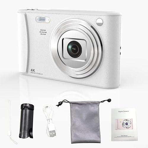 Wiederaufladbare, leichte Kompaktkamera, 50 MP, Digitalkamera, mit Dual-Objektiv, verbesserte 8-fache Zoom-Karte, 32 GB Karte (Weiß A15 mit 32 G) von WheatThrive