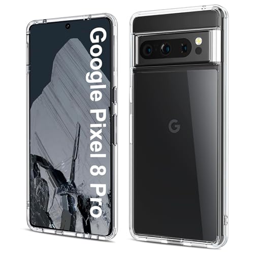 Whew Crystal Clear Hülle Kompatibel mit Google Pixel 8 Pro, Transparent Anti-Vergilbung Ultra Dünn Handyhülle Soft TPU Silikon Case Kratzfest Stoßfestigkeit Durchsichtig Schutzhülle Slim Cover von Whew