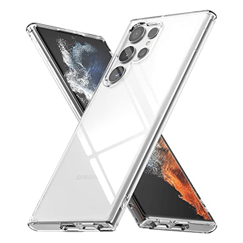 Whew Crystal Clear Hülle Kompatibel mit Samsung Galaxy S22 Ultra, Transparent Vergilbungsfrei Ultra Dünn Handyhülle Soft TPU Silikon Case Kratzfest Stoßfestigkeit Durchsichtig Schutzhülle Slim Cover von Whew