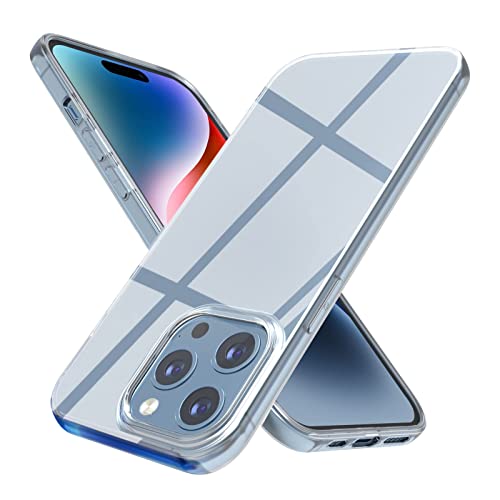 Whew Crystal Clear Hülle Kompatibel mit iPhone 14 Pro, Transparent Vergilbungsfrei Ultra Dünn Handyhülle Soft TPU Silikon Case Kratzfest Stoßfestigkeit Durchsichtig Schutzhülle Slim Cover von Whew