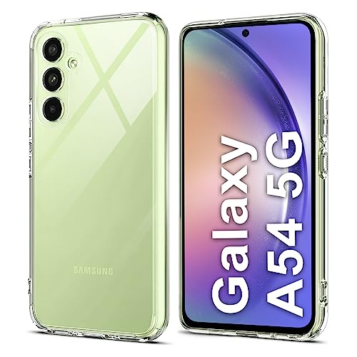 Whew Crystal Clear Hülle für Samsung Galaxy A54, Transparent Vergilbungsfrei Ultra Dünn Handyhülle Soft TPU Silikon Case Kratzfest Stoßfestigkeit Durchsichtig Schutzhülle Slim Cover von Whew