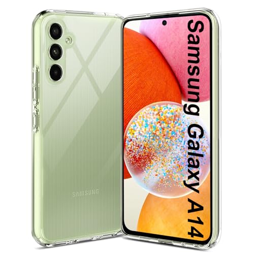 Whew Hülle für Samsung Galaxy A14, [Nie Vergilbung] Transparente Dünn Soft TPU Schutzhülle Cover Stoßfest Kratzfest Slim Silikon Case, Anti-Fingerabdruck Fallschutz Stylische Handyhülle - Durchsichtig von Whew