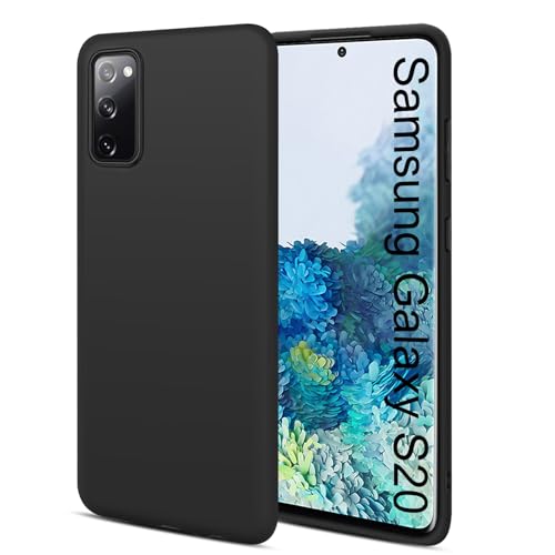 Whew Matt Schwarz Hülle Kompatibel mit Samsung Galaxy S20, Premium Soft TPU Ultra Dünn Silikon Case, Anti-Stoßfest Kratzfest Handyhülle, Anti-Fingerabdruck Rundumschutz Schutzhülle Slim Cover von Whew