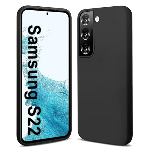 Whew Matte Schwarz Hülle Kompatibel mit Samsung Galaxy S22 5G, Kameraschutz Ultra Dünn Soft Silikon TPU Case, Anti-Kratzer Anti-Fingerabdruck Handyhülle Stoßfest Schutzhülle Slim Cover von Whew