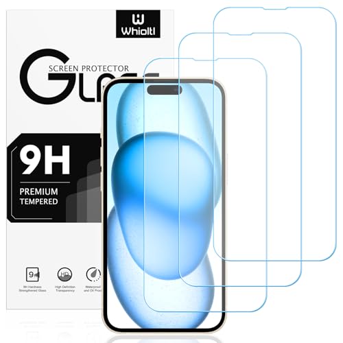 Whioltl 3 Stück Displayschutzfolie aus Hartglas für iPhone 15 Plus [6,7 Zoll], 9H Härte Panzer Schutz Glas [0,33mm HD, ultra-transparent], ohne Luftblasen, Anti-Kratzen, Anti-Öl, Hülle Freundllich von Whioltl