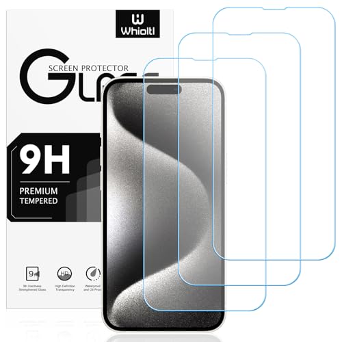 Whioltl 3 Stück Displayschutzfolie aus Hartglas für iPhone 15 Pro Max [6,7 Zoll], 9H Härte Panzer Schutz Glas [0,33mm HD, ultra-transparent], ohne Luftblasen, Anti-Kratzen, Anti-Öl, Hülle Freundllich von Whioltl