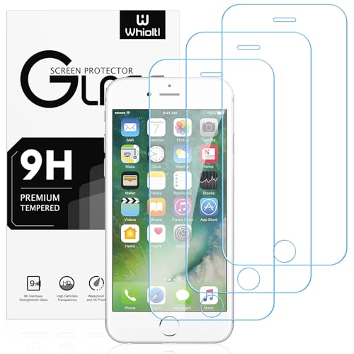 Whioltl [3 Stück Displayschutzfolie aus Hartglas für iPhone 8, iPhone 7, iPhone 6s und iPhone 6, 9H Härte Panzer Schutz Glas [0,33mm, ultra-transparent], Anti-Kratzen, Anti-Öl, Hülle Freundllich von Whioltl