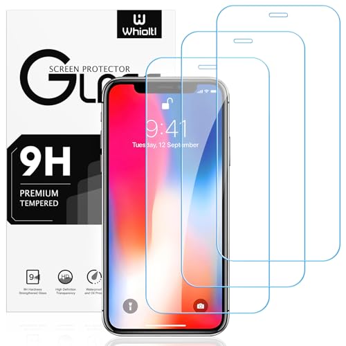 Whioltl [3 Stück Displayschutzfolie aus Hartglas für iPhone X, iPhone XS und iPhone 11 Pro [5,8 Zoll], 9H Härte Panzer Schutz Glas, ultra-transparent, ohne Luftblasen, Anti-Kratzen, Hülle Freundllich von Whioltl