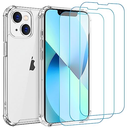 Whioltl Hülle für iPhone 13 mit 3 Stück Schutzfolie, 4 in 1 Durchsichtige Kratzfest Stoßfest Handyhülle, Rundumschutz Nicht Vergilbend Schutzhülle, Ultra Transparent Weiches Case Cover Whioltl Hülle für iPhone 13 mit 3 Stück Schutzfolie, 4 in 1 Durchsichtige Kratzfest Stoßfest Handyhülle, Rundumschutz Nicht Vergilbend Schutzhülle, Ultra Transparent Weiches Case Cover von Whioltl