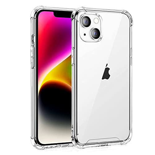 Whioltl Hülle für iPhone 14, 6,1 Zoll, Durchsichtig und Stoßfeste Schutzhülle mit Weiche Silikon Handyhülle, Case Crystal Clear Transparent Bumper, [Militärischer Fallschutz] [Nicht Vergilbend] von Whioltl