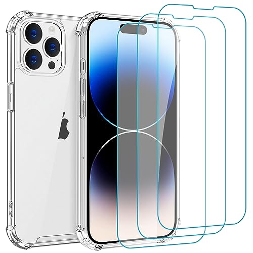 Whioltl Hülle für iPhone 14 Pro Max mit 3 Stück Schutzfolie, 4 in 1 Durchsichtige Kratzfest Stoßfest Handyhülle, Rundumschutz Nicht Vergilbend Schutzhülle, Transparent Weiches Case Whioltl Hülle für iPhone 14 Pro Max mit 3 Stück Schutzfolie, 4 in 1 Durchsichtige Kratzfest Stoßfest Handyhülle, Rundumschutz Nicht Vergilbend Schutzhülle, Transparent Weiches Case von Whioltl
