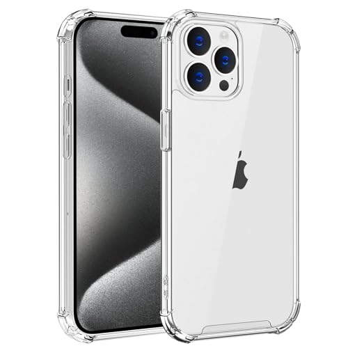 Whioltl Hülle für iPhone 15 Pro, Durchsichtige Kratzfest Stoßfest Handyhülle, Ultra Transparent Bumper Weiche Clear Case Cover, Silikon Handyhülle, [Militärischer Fallschutz] [Nicht Vergilbend] von Whioltl