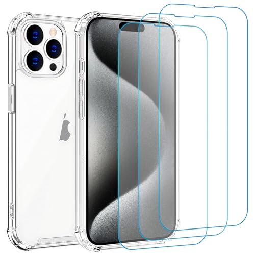 Whioltl Hülle für iPhone 15 Pro mit 3 Stück Schutzfolie, 4 in 1 Durchsichtige Kratzfest Stoßfest Handyhülle, Rundumschutz Nicht Vergilbend Schutzhülle, Ultra Transparent Weiches Cover Whioltl Hülle für iPhone 15 Pro mit 3 Stück Schutzfolie, 4 in 1 Durchsichtige Kratzfest Stoßfest Handyhülle, Rundumschutz Nicht Vergilbend Schutzhülle, Ultra Transparent Weiches Cover von Whioltl