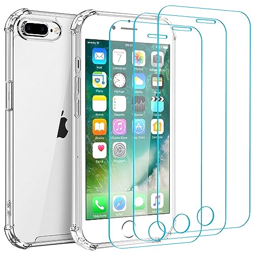 Whioltl Hülle für iPhone 7 Plus und iPhone 8 Plus mit 3 Stück Schutzfolie, 4 in 1 Durchsichtige Kratzfest Stoßfest Handyhülle, Rundumschutz Nicht Vergilbend Schutzhülle, Transparent Whioltl Hülle für iPhone 7 Plus und iPhone 8 Plus mit 3 Stück Schutzfolie, 4 in 1 Durchsichtige Kratzfest Stoßfest Handyhülle, Rundumschutz Nicht Vergilbend Schutzhülle, Transparent von Whioltl