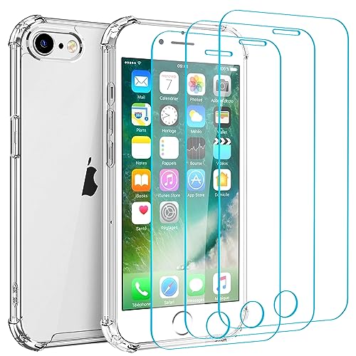 Whioltl Hülle für iPhone 7 und iPhone 8 mit 3 Stück Schutzfolie, 4 in 1 Durchsichtige Kratzfest Stoßfest Handyhülle, Rundumschutz Nicht Vergilbend Schutzhülle,Transparent Weiches Cover Whioltl Hülle für iPhone 7 und iPhone 8 mit 3 Stück Schutzfolie, 4 in 1 Durchsichtige Kratzfest Stoßfest Handyhülle, Rundumschutz Nicht Vergilbend Schutzhülle,Transparent Weiches Cover von Whioltl