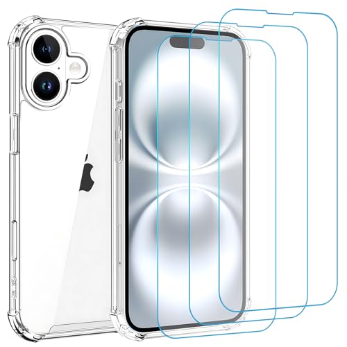 Whioltl Klar Hülle für iPhone 16 Plus mit 3 Stück Panzerglas Schutzfolie, 4 in 1 Durchsichtige Kratzfest Stoßfest Handyhülle, Rundumschutz Nicht Vergilbend Schutzhülle, Transparent Weiches Case Cover Whioltl Klar Hülle für iPhone 16 Plus mit 3 Stück Panzerglas Schutzfolie, 4 in 1 Durchsichtige Kratzfest Stoßfest Handyhülle, Rundumschutz Nicht Vergilbend Schutzhülle, Transparent Weiches Case Cover von Whioltl