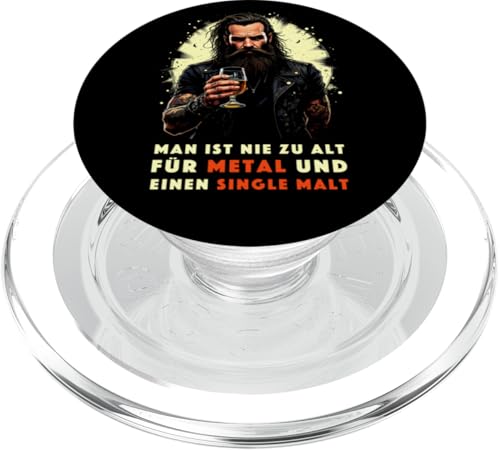 Man ist nie zu alt für Metal und einen Single Malt Herren PopSockets PopGrip für MagSafe von Whisky Liebhaber I Whiskey Trinker I Heavy Metal