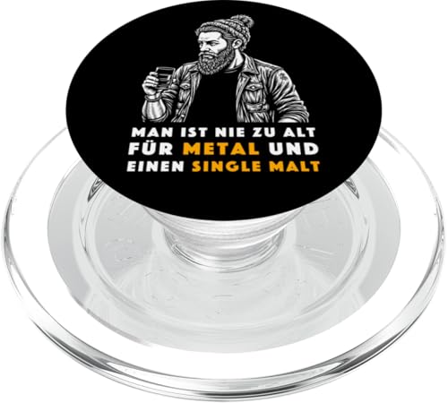 Man ist nie zu alt für Metal und einen Single Malt Herren PopSockets PopGrip für MagSafe von Whisky Liebhaber I Whiskey Trinker I Heavy Metal