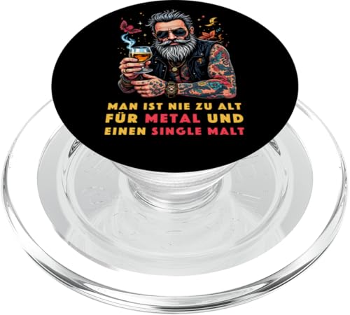 Man ist nie zu alt für Metal und einen Single Malt Herren PopSockets PopGrip für MagSafe von Whisky Liebhaber I Whiskey Trinker I Heavy Metal