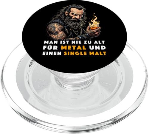Man ist nie zu alt für Metal und einen Single Malt Herren PopSockets PopGrip für MagSafe von Whisky Liebhaber I Whiskey Trinker I Heavy Metal