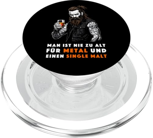 Man ist nie zu alt für Metal und einen Single Malt Herren PopSockets PopGrip für MagSafe von Whisky Liebhaber I Whiskey Trinker I Heavy Metal
