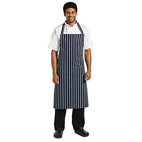 Whites Chefs Apparel A662 Schürze Butchers Lätzchen, Large, Navy Stripe von Whites Chefs Clothing