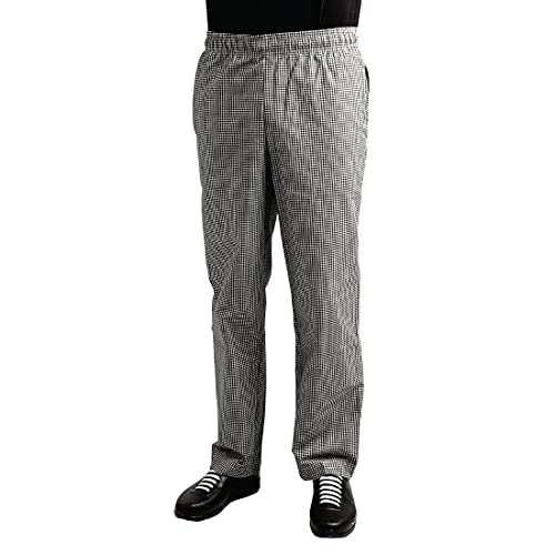 Whites Chefs Clothing A026T-XS Unisex Kochhose Easyfit, Schwarz/Weiß, Kleinkariert, XS von Whites Chefs Clothing